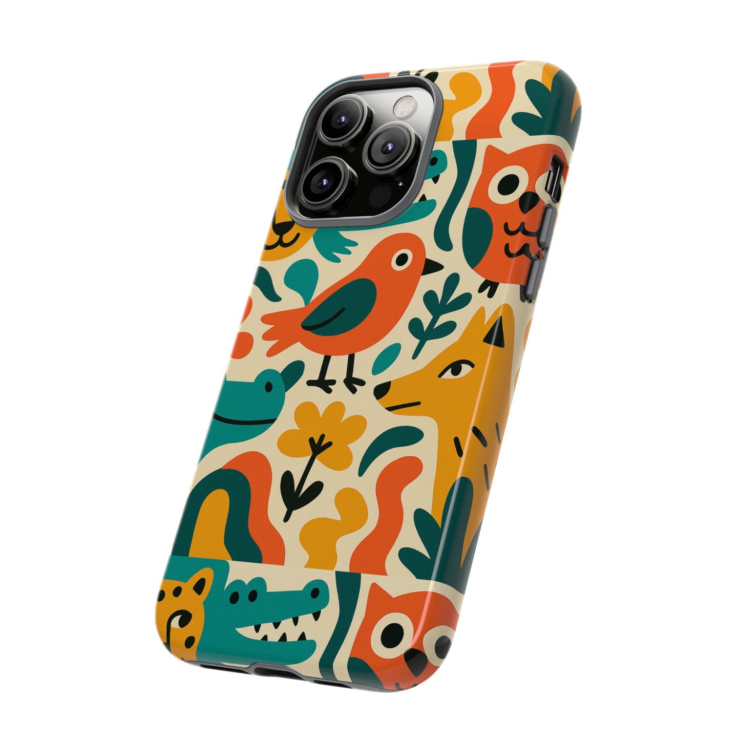 vibrant animal print protective phone case with 3d wrap design for unique style and expression compatible with iphone 13, 14, 15 & 16 – all models including pro, pro max & plus
