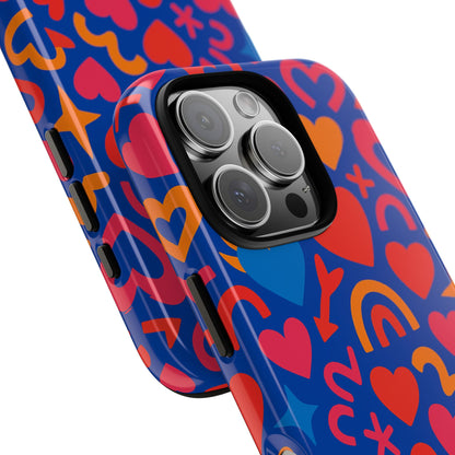Vibrant Multicolour Heart Design Protective Phone Case Stylish Accessory for Self-Expression Compatible with iPhone 13, 14, 15 & 16 – all models including Pro, Pro Max & Plus