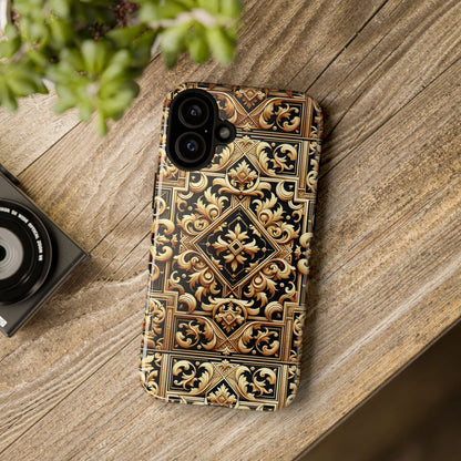 Pattern Image 3 Vibrant Shockproof Phone Case for Anime and Comic Fans - Ornate Baroque Gold Design - Compatible with iPhone 13, 14, 15 & 16 – all models including Pro, Pro Max & Plus