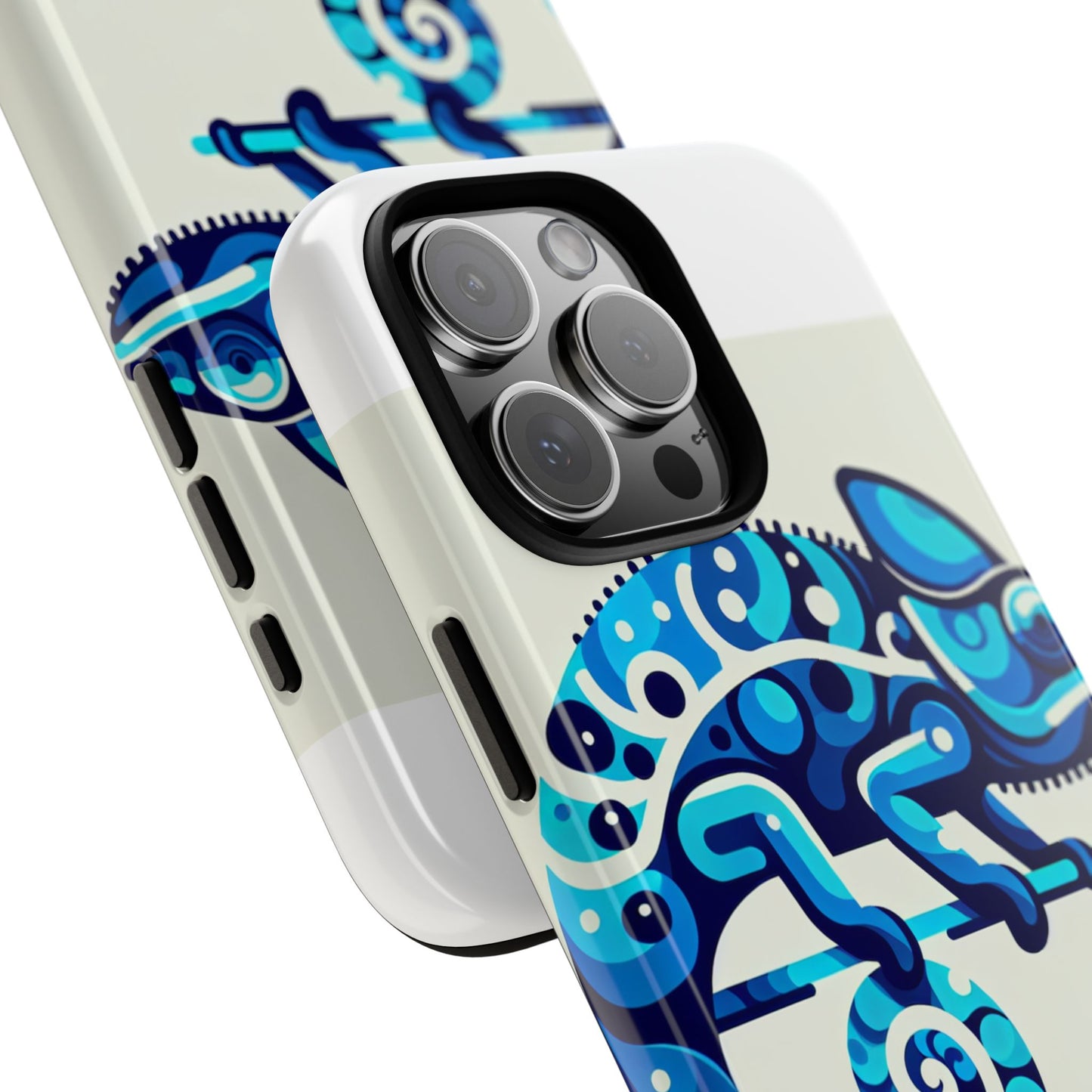 vibrant 3d chameleon phone case for stylish protection with unique blue animal design compatible with iphone 13, 14, 15 & 16 – all models including pro, pro max & plus