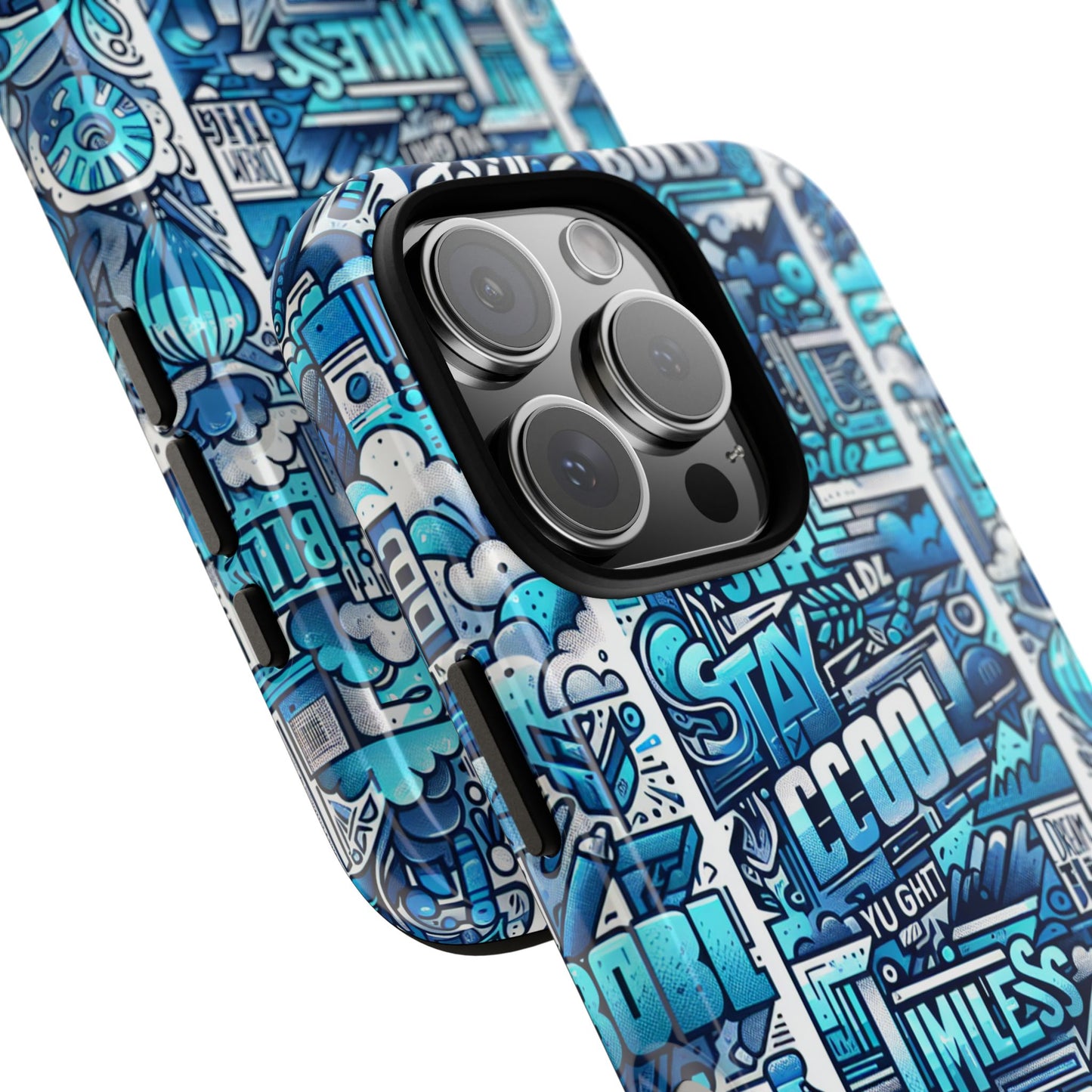 vibrant artistic 3d wrap phone case in blue for trendsetters – stylish protection compatible with iphone 13, 14, 15 & 16 – all models including pro, pro max & plus