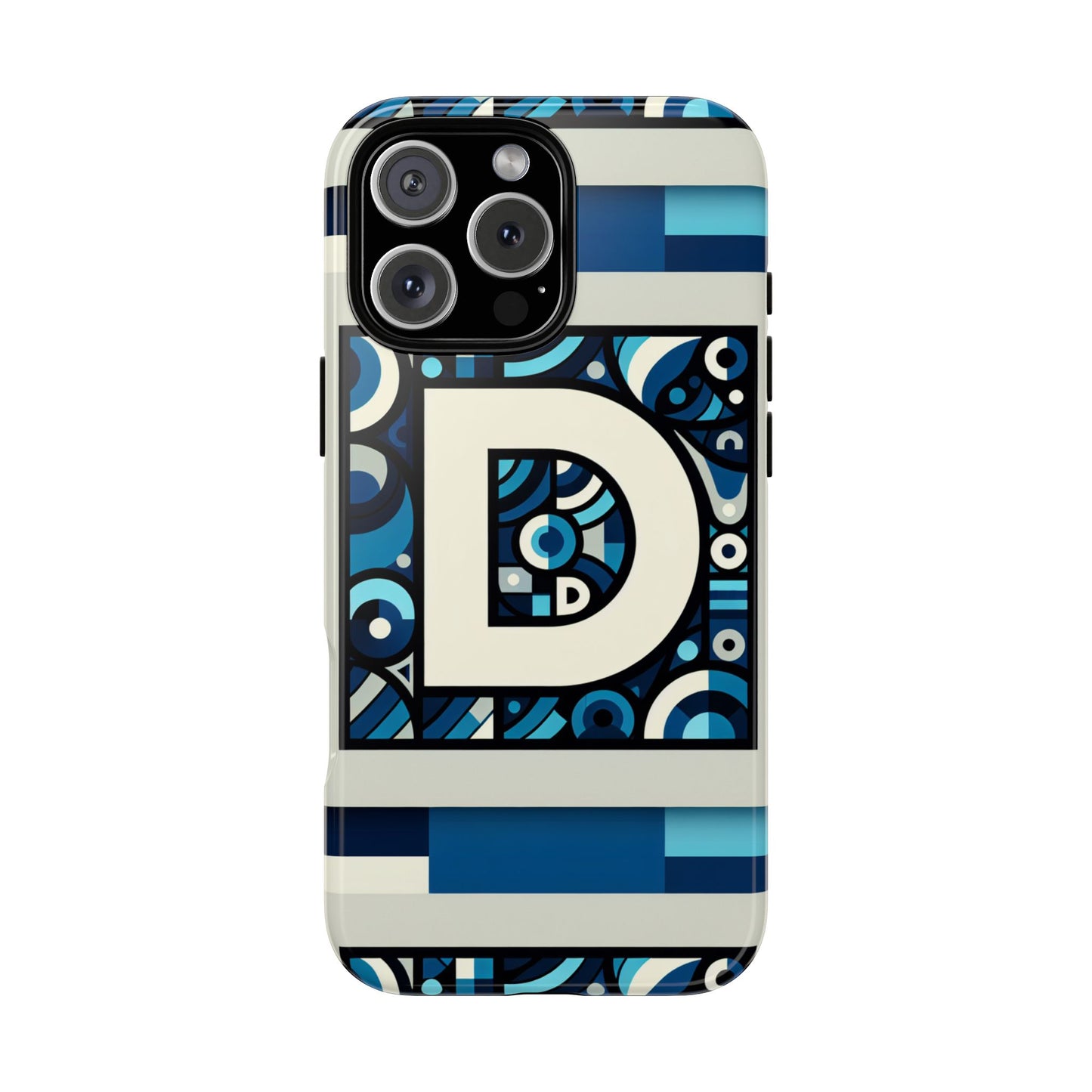 blue alphabet letter d phone case with 3d wrap and shock protection for kids and teens
