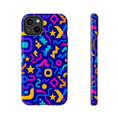 Vibrant Geometric Protective Phone Case with 3D Wrap Design – Playful Accessory for Self-Expression Compatible with iPhone 13, 14, 15 & 16 – all models including Pro, Pro Max & Plus