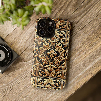 Pattern Image 3 Vibrant Shockproof Phone Case for Anime and Comic Fans - Ornate Baroque Gold Design - Compatible with iPhone 13, 14, 15 & 16 – all models including Pro, Pro Max & Plus