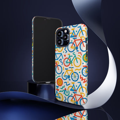 Vibrant 3D Bicycle Print Protective Phone Case – Colourful Unisex Accessory for Style and Fun – Compatible with iPhone 13, 14, 15 & 16 – All Models Including Pro, Pro Max & Plus