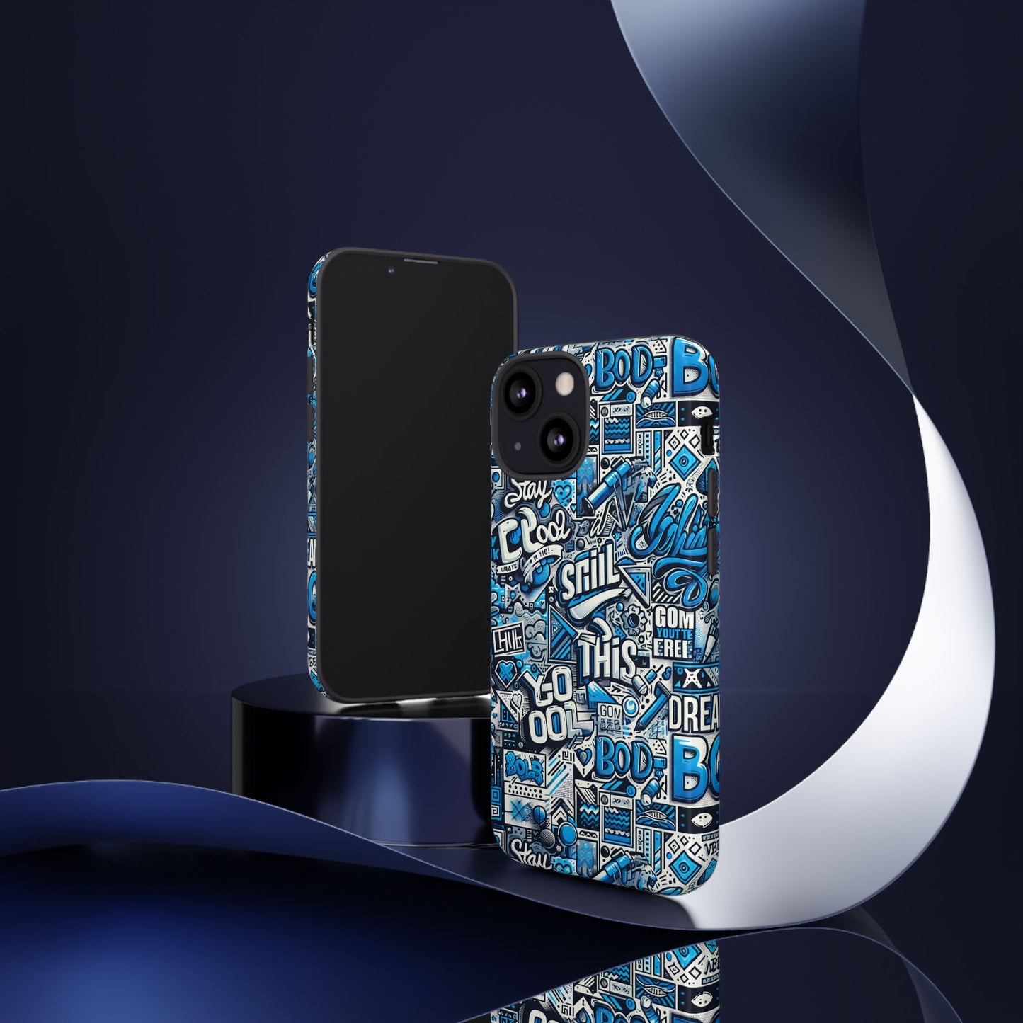 3d wrap protective phone case in vibrant blue retro design for unique style and playful expression compatible with iphone 13, 14, 15 & 16 – all models including pro, pro max & plus