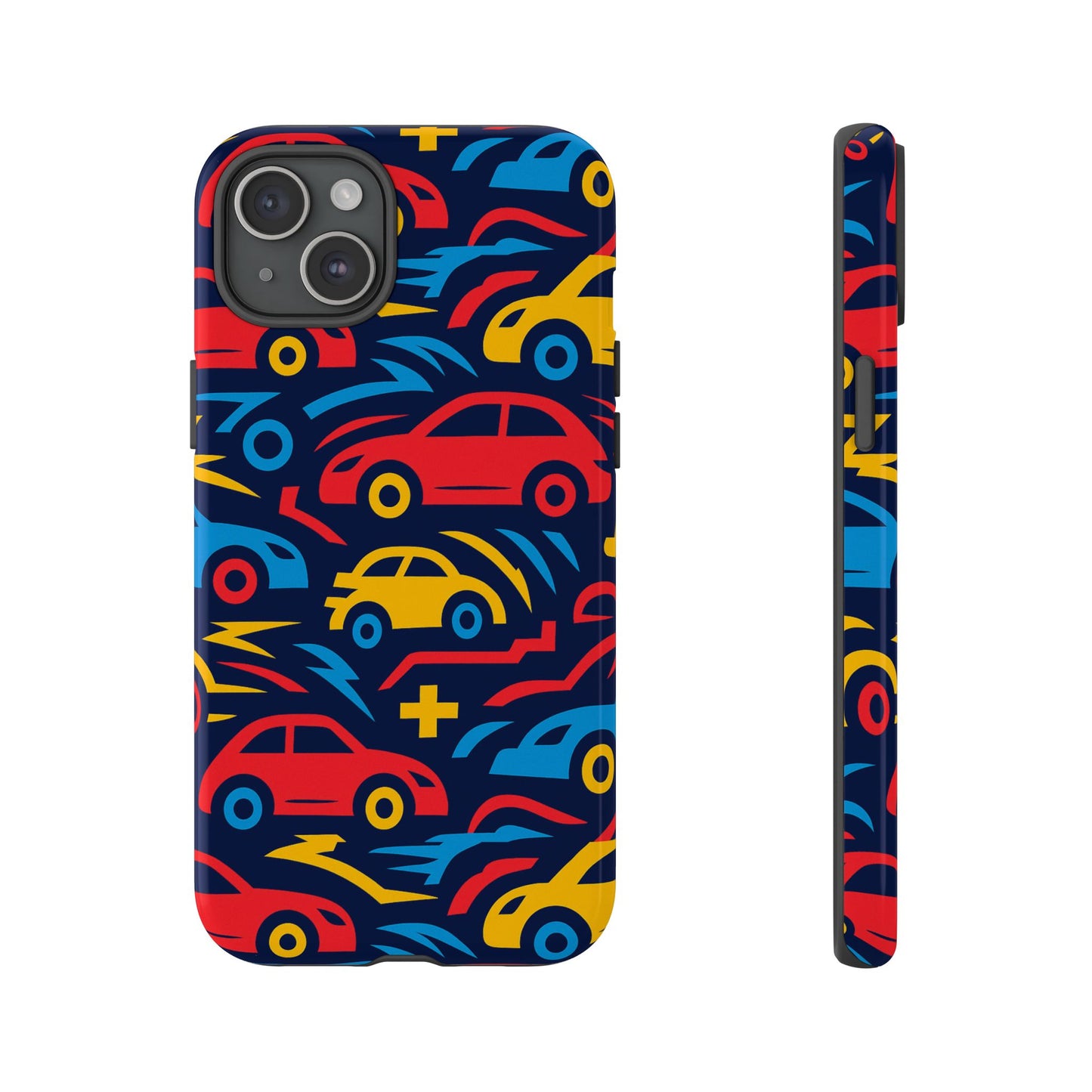 multicolour retro 3d wrap protective phone case with vibrant car design for stylish protection compatible with iphone 13, 14, 15 & 16 – all models including pro, pro max & plus