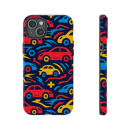Multicolour Retro 3D Wrap Protective Phone Case with Vibrant Car Design for Stylish Protection Compatible with iPhone 13, 14, 15 & 16 – all models including Pro, Pro Max & Plus