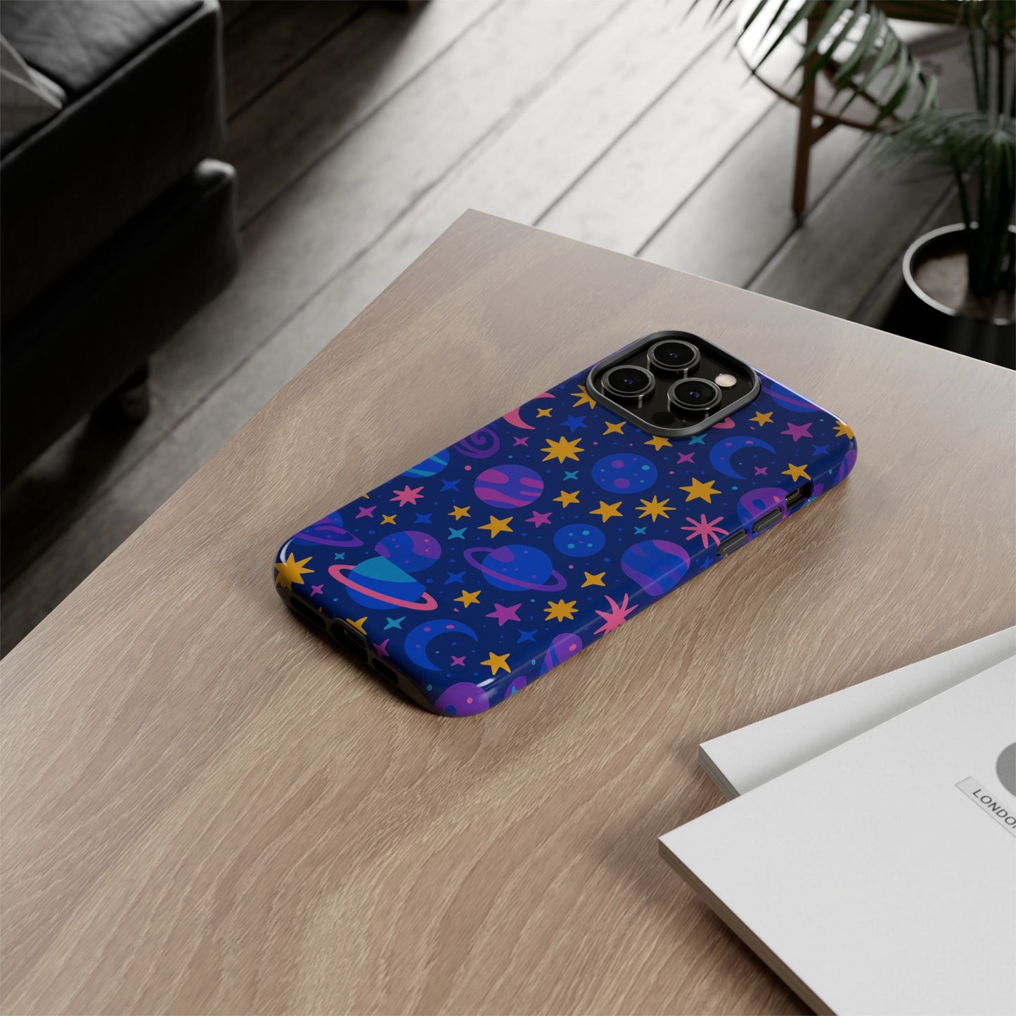 vibrant space theme protective phone case for unisex – colourful 3d design fashion accessory compatible with iphone 13, 14, 15 & 16 – all models including pro, pro max & plus