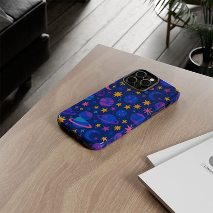Vibrant Space Theme Protective Phone Case for Unisex – Colourful 3D Design Fashion Accessory Compatible with iPhone 13, 14, 15 & 16 – All Models Including Pro, Pro Max & Plus
