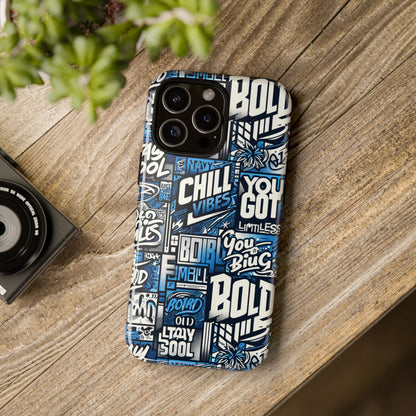 Vibrant 3D Typography Phone Case in Blue – Stylish Protection for Trendy Individuals – Compatible with iPhone 13, 14, 15 & 16 – all models including Pro, Pro Max & Plus