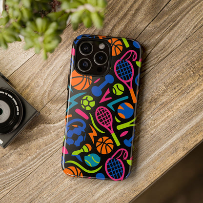 Vibrant 3D Sport-Themed Protective Phone Case in Multicolour Design for Active Lifestyle Compatible with iPhone 13, 14, 15 & 16 – All Models Including Pro, Pro Max & Plus