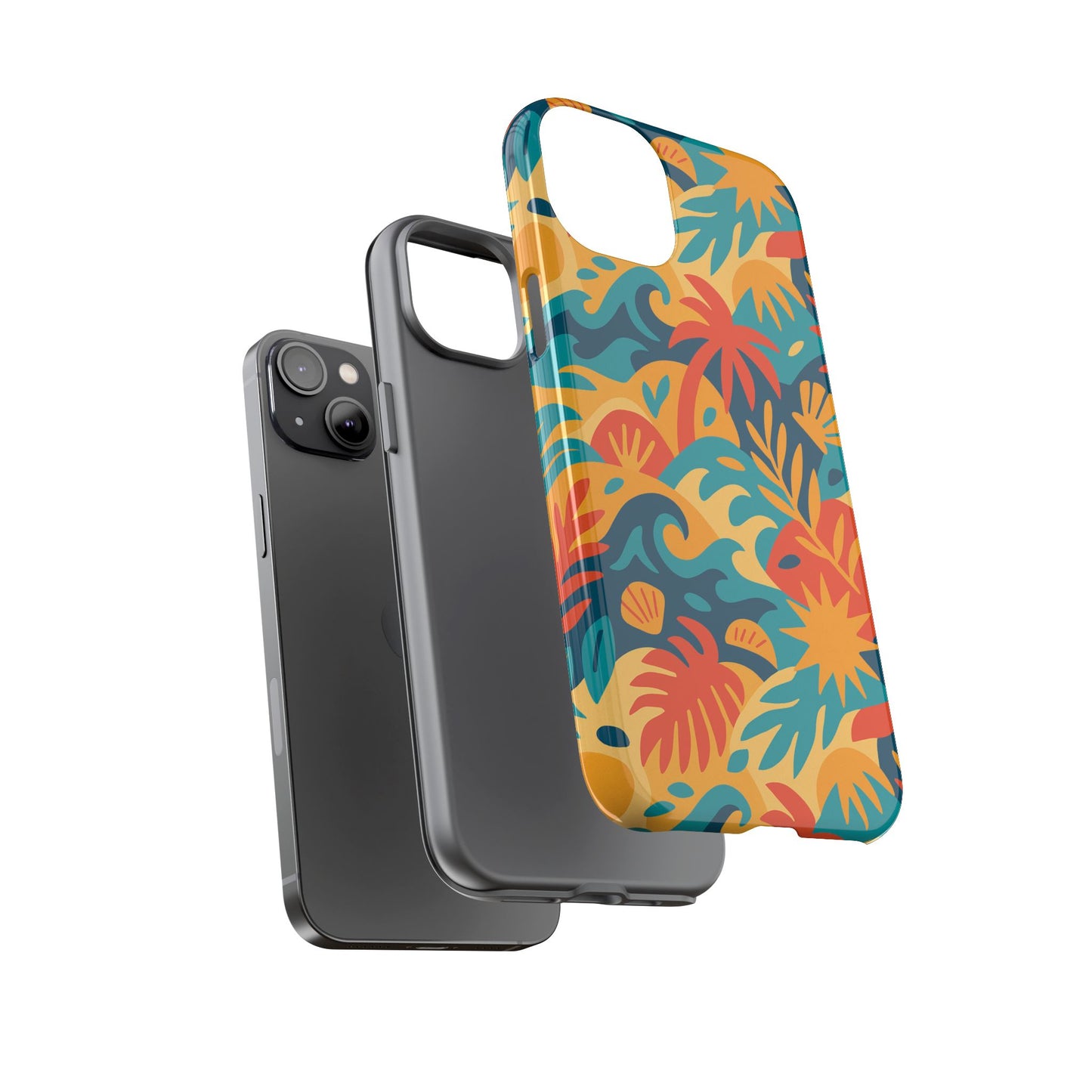 vibrant tropical phone case for stylish protection with 3d wrap design – unisex fashion accessory compatible with iphone 13, 14, 15 & 16 – all models including pro, pro max & plus