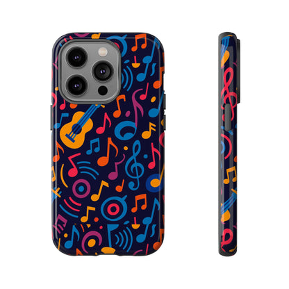 Vibrant 3D Music Design Protective Phone Case for Music Lovers Stylish Accessory Compatible with iPhone 13, 14, 15 & 16 – all models including Pro, Pro Max & Plus