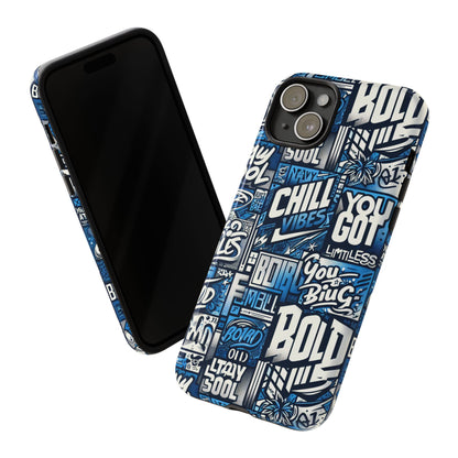 Vibrant 3D Typography Phone Case in Blue – Stylish Protection for Trendy Individuals – Compatible with iPhone 13, 14, 15 & 16 – all models including Pro, Pro Max & Plus