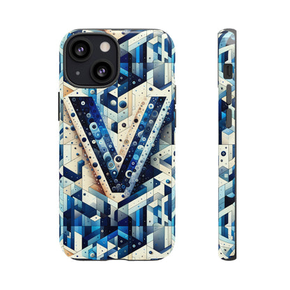 Blue Alphabet V Phone Case for Samsung and iPhone Shockproof Protective Cover with 3D Wrap Design and UV Resistance