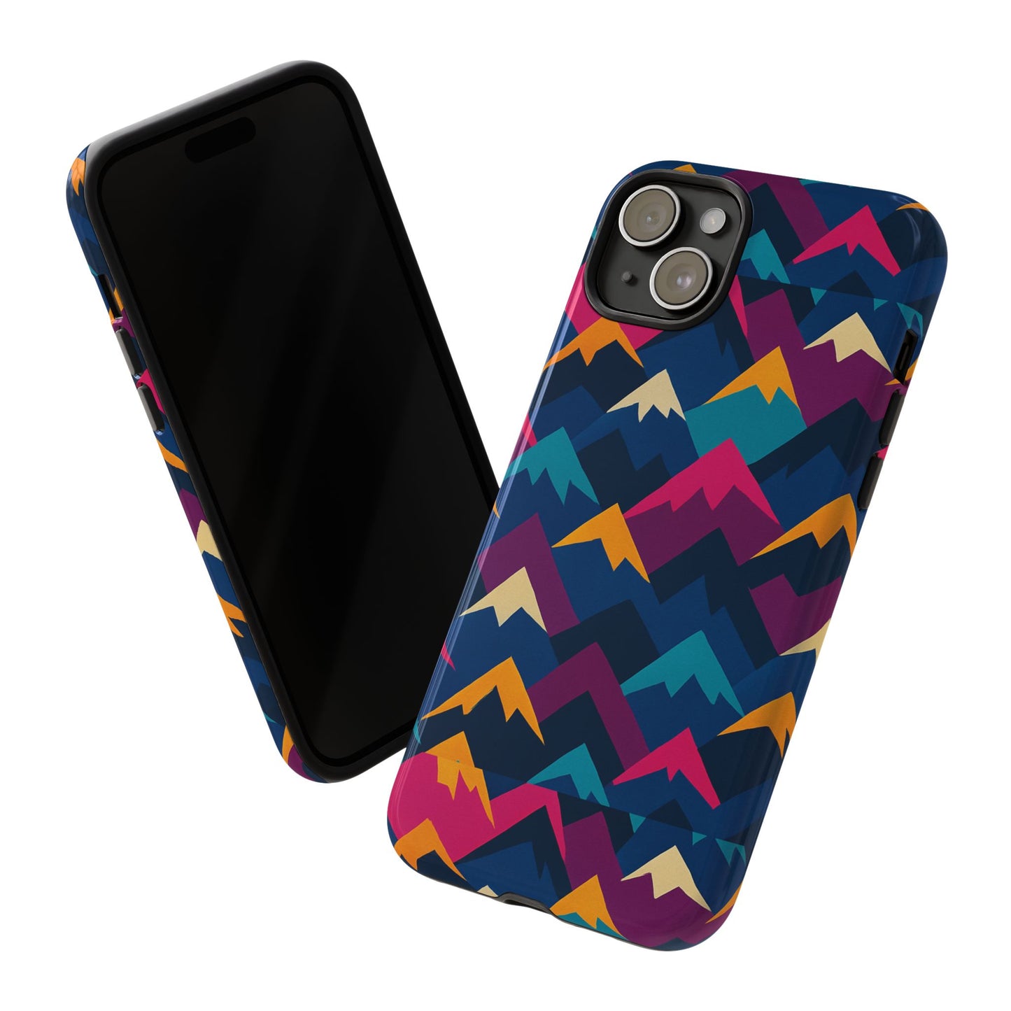 multicolour mountain geometric protective phone case – stylish accessory for unique self-expression compatible with iphone 13, 14, 15 & 16 – all models including pro, pro max & plus