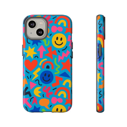 Multicolour 3D Wrap Protective Phone Case for Kids and Teens with Fun Geometric Design – Stylish Protection Compatible with iPhone 13, 14, 15 & 16 – all models including Pro, Pro Max & Plus