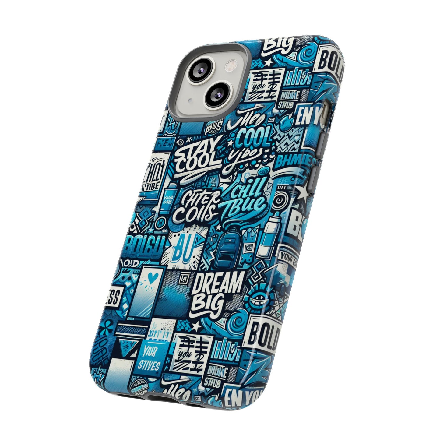 blue pattern image 15 phone case with 3d wrap design shock absorption for android and iphone devices durable uv protected protective cover