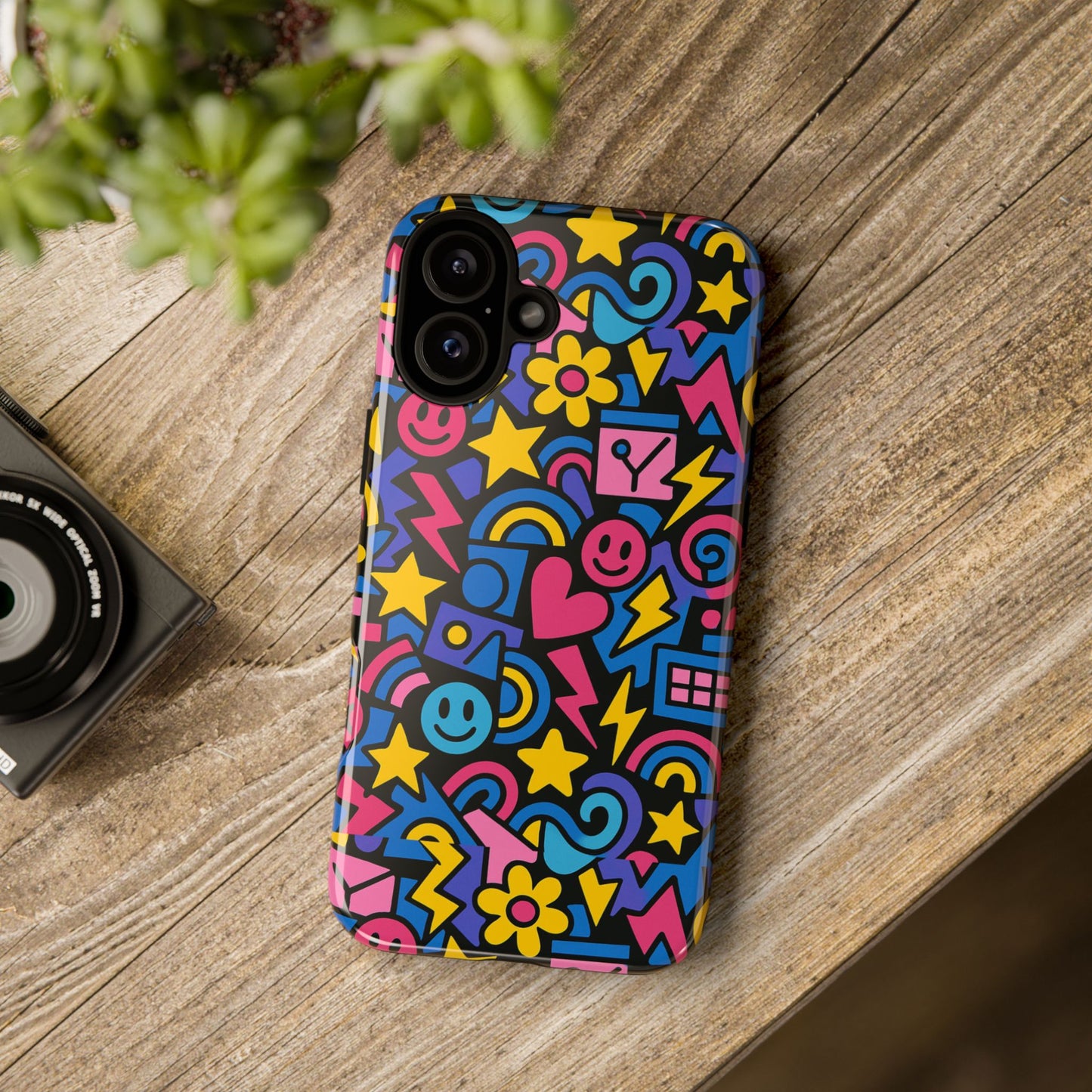 vibrant multicolour cartoon protective phone case – playful 3d design for stylish protection – compatible with iphone 13, 14, 15 & 16 – all models including pro, pro max & plus