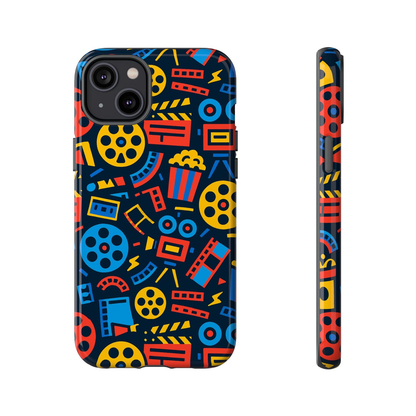 vibrant 3d film reel protective phone case for unique style and robust protection compatible with iphone 13, 14, 15 & 16 – all models including pro, pro max & plus