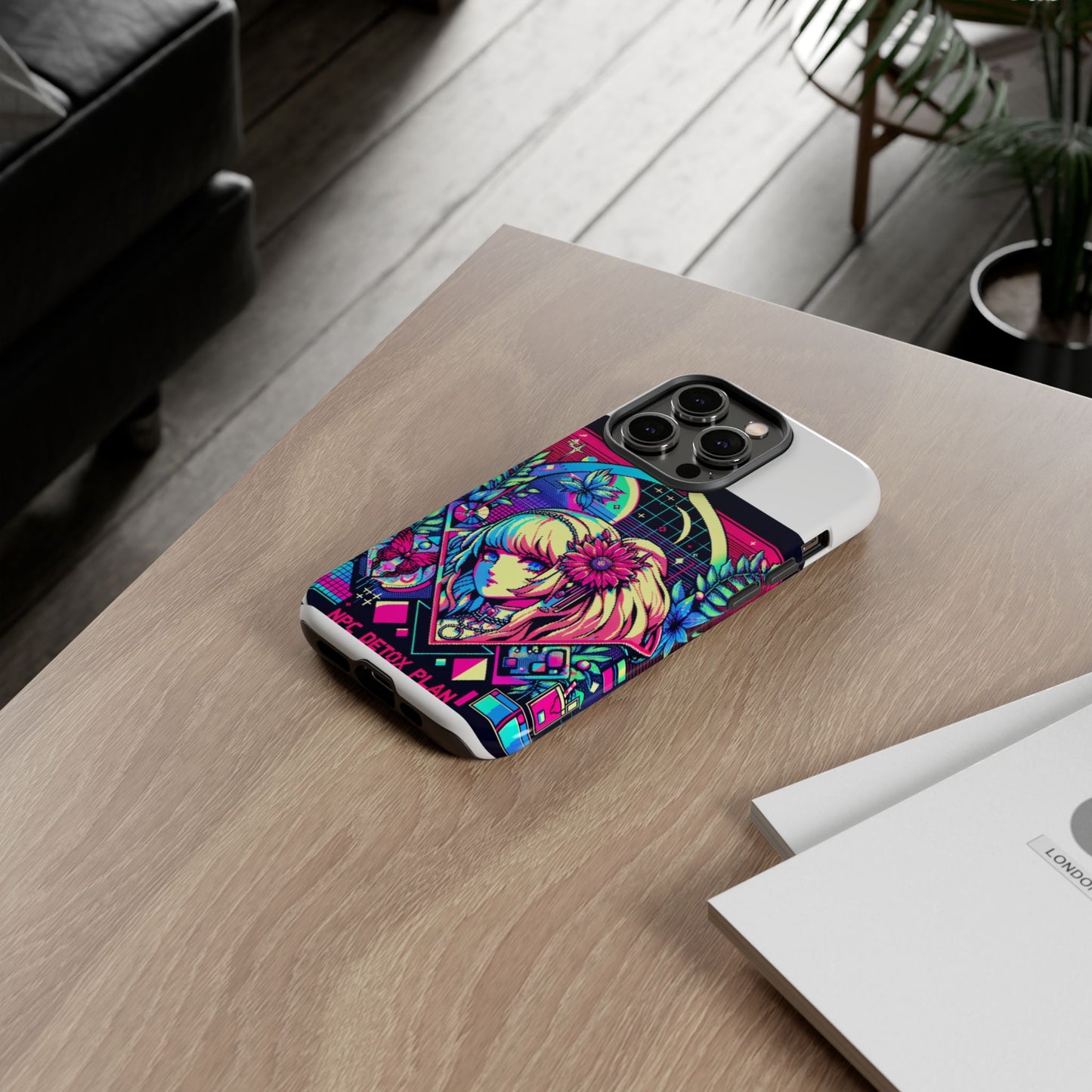 npc detox plan - vibrant protective phone case for anime and comic lovers, durable shock absorption, uv protected, glossy or matte finish