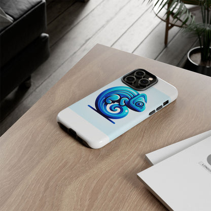 Vibrant 3D Chameleon Phone Case in Blue Retro Design for Stylish Protection – Compatible with iPhone 13, 14, 15 & 16 – all models including Pro, Pro Max & Plus