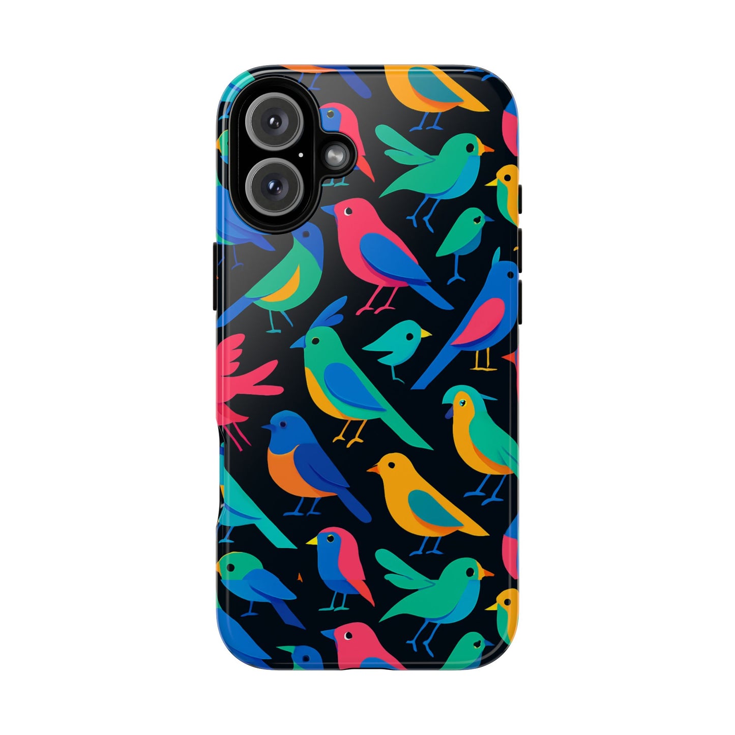 vibrant multicolour 3d bird print protective phone case for smart devices – unique accessory for trendsetters compatible with iphone 13, 14, 15 & 16 – all models including pro, pro max & plus