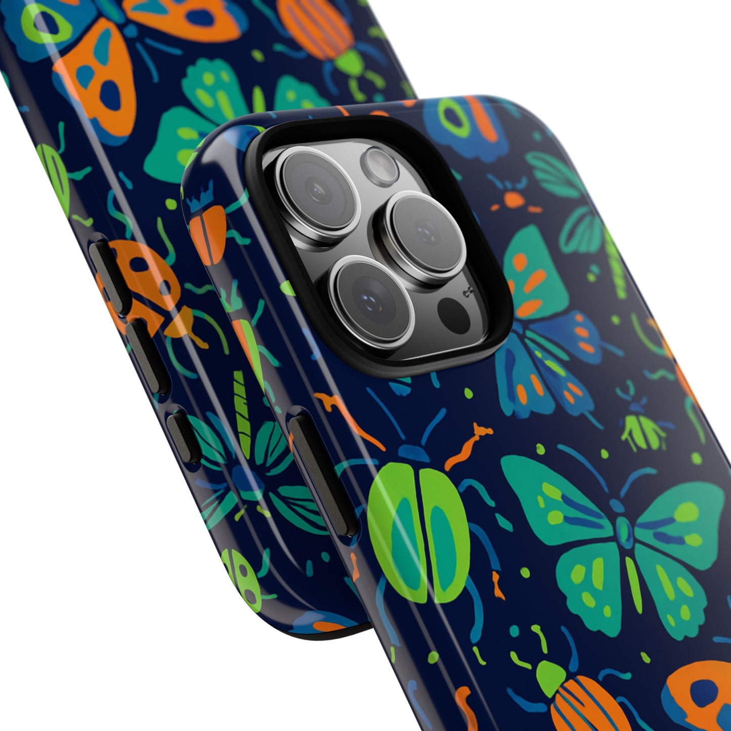 vibrant insect pattern protective phone case for stylish protection – multicolour 3d design compatible with iphone 13, 14, 15 & 16 – all models including pro, pro max & plus