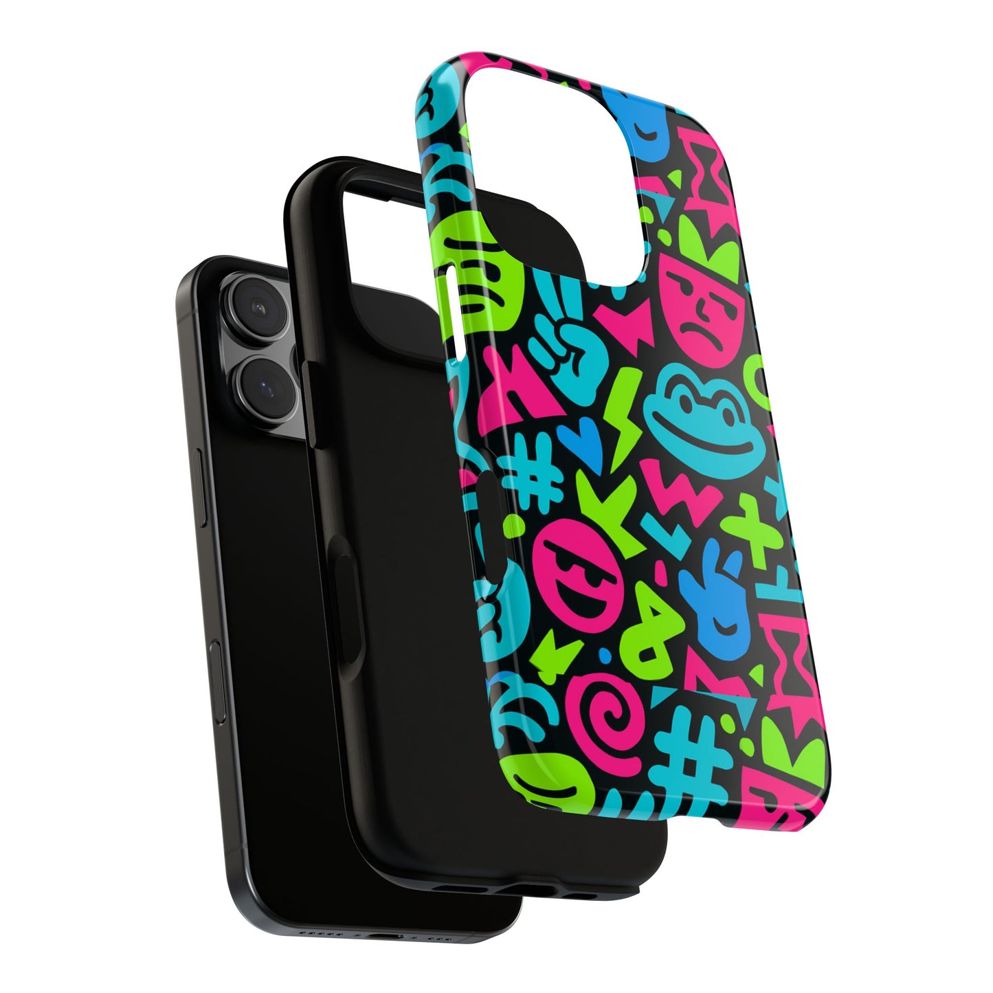 vibrant emoji pattern protective phone case colourful 3d design stylish protection for unisex smartphones compatible with iphone 13, 14, 15 & 16 – all models including pro, pro max & plus