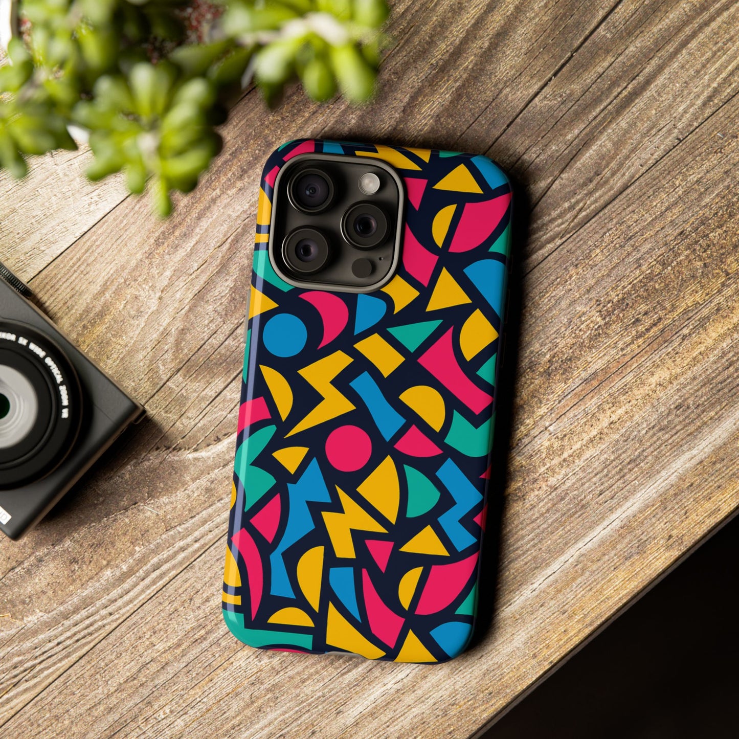 vibrant retro aesthetic phone case – stylish protection in multicolour design – compatible with iphone 13, 14, 15 & 16 – all models including pro, pro max & plus