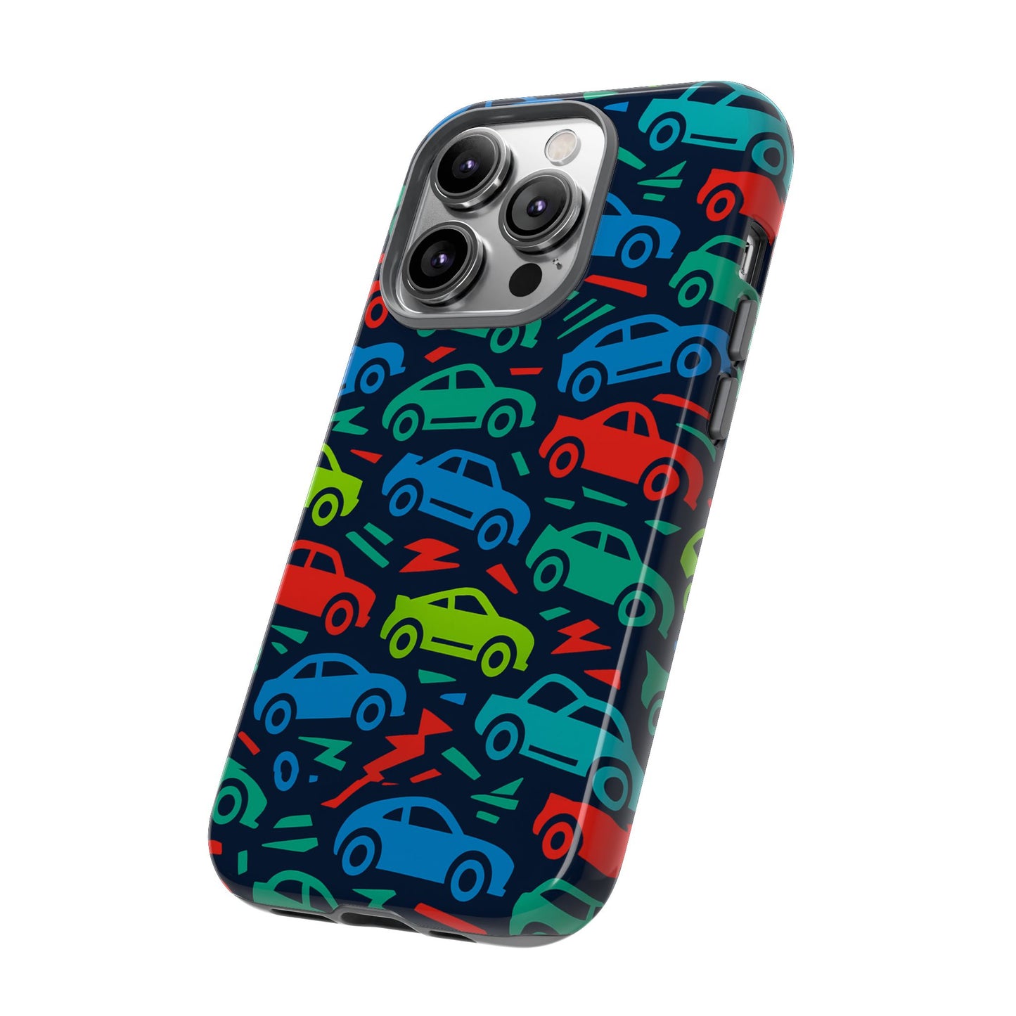 vibrant retro automotive design protective phone case for kids and adults – colourful 3d wrap style – stylish protection compatible with iphone 13, 14, 15 & 16 – all models including pro, pro max & plus