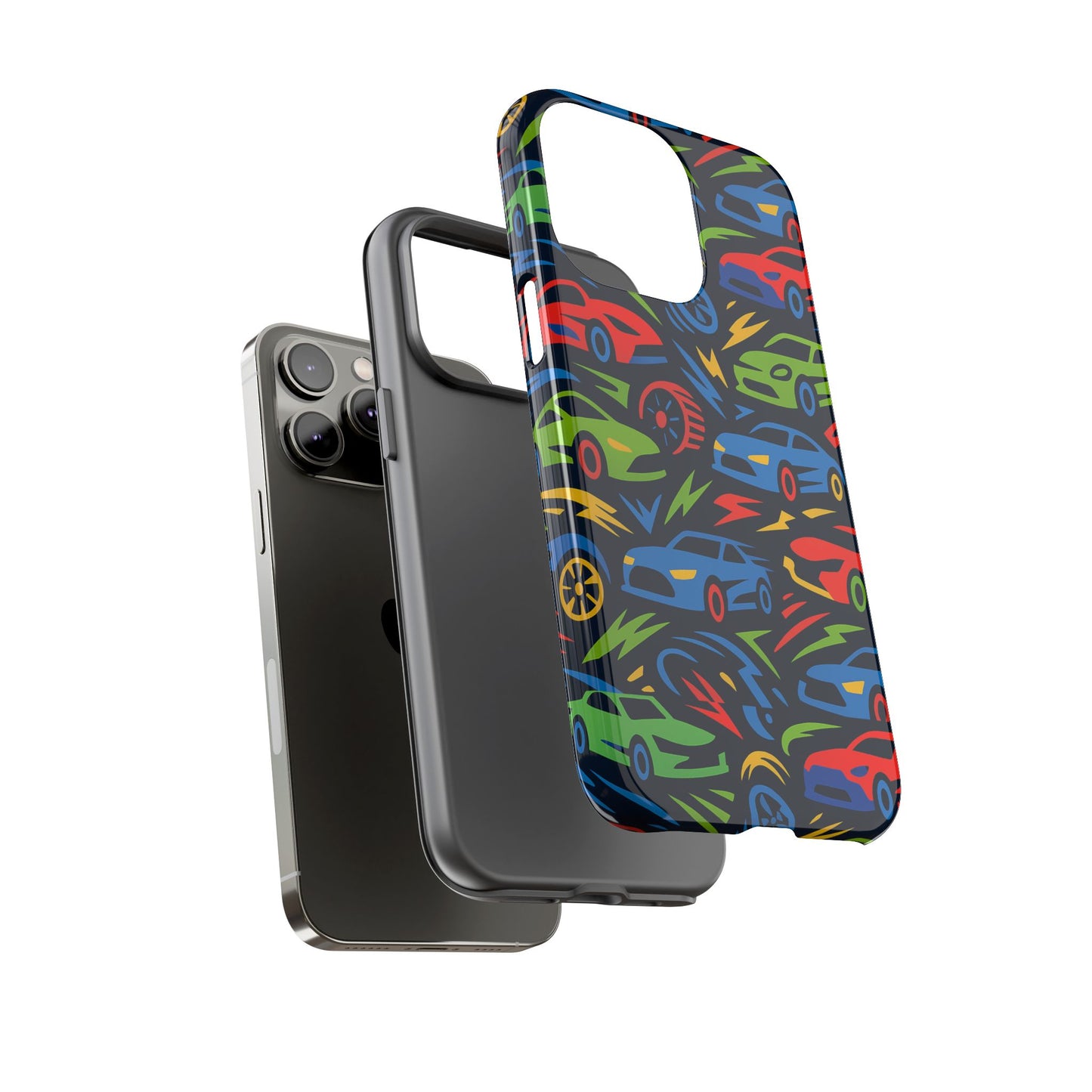 vibrant 3d car design protective phone case – fun retro style for kids and adults – stylish protection – compatible with iphone 13, 14, 15 & 16 – all models including pro, pro max & plus
