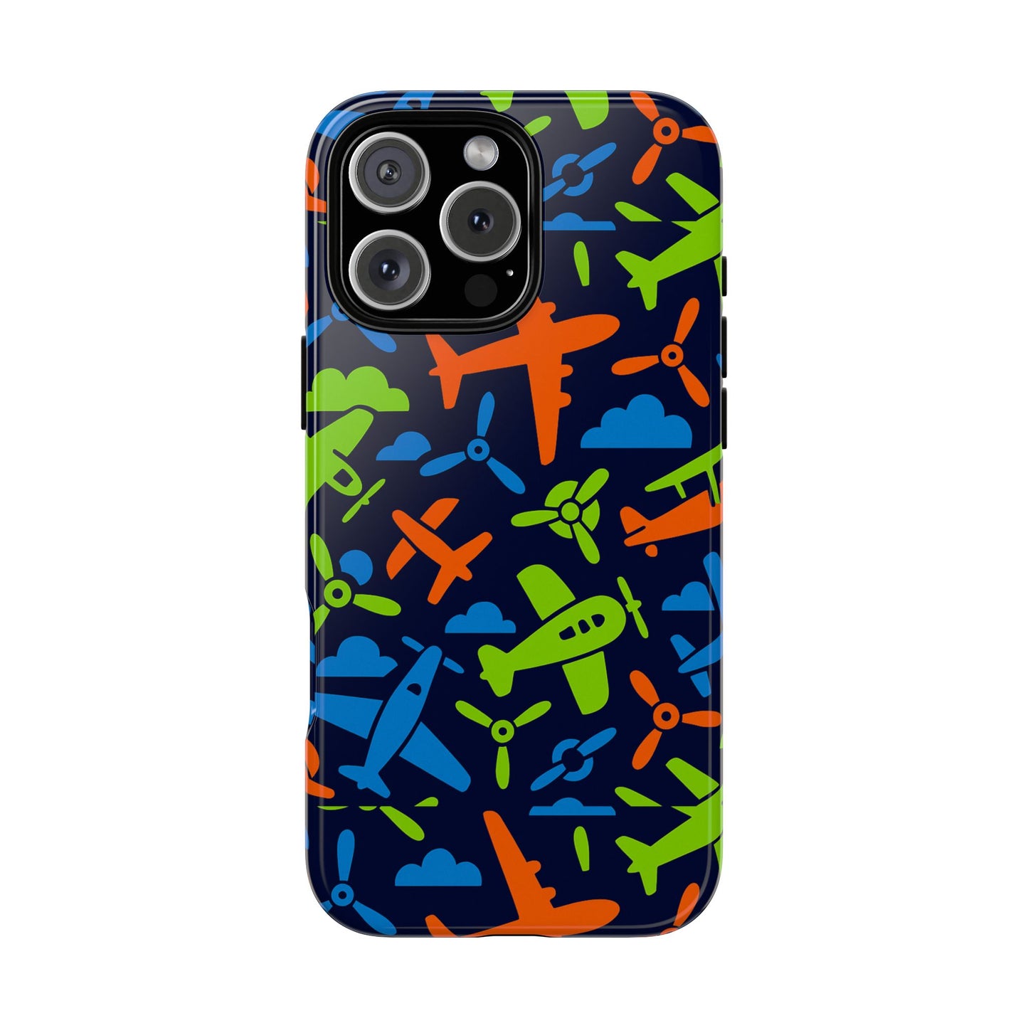 vibrant airplane pattern protective phone case for colourful accessory durable design compatible with iphone 13, 14, 15 & 16 – all models including pro, pro max & plus