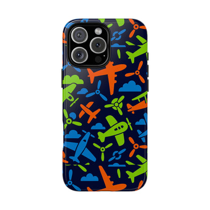 Vibrant Airplane Pattern Protective Phone Case for Colourful Accessory Durable Design Compatible with iPhone 13, 14, 15 & 16 – all models including Pro, Pro Max & Plus