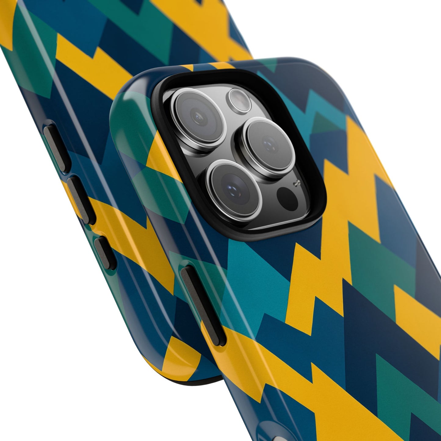 vibrant geometric mountain design protective phone case for unique style and durable protection compatible with iphone 13, 14, 15 & 16 – all models including pro, pro max & plus