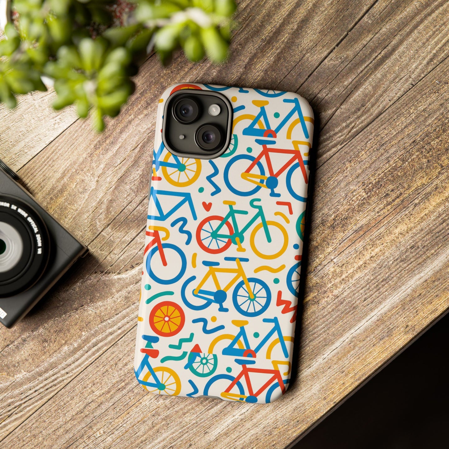 vibrant 3d bicycle print protective phone case – colourful unisex accessory for style and fun – compatible with iphone 13, 14, 15 & 16 – all models including pro, pro max & plus