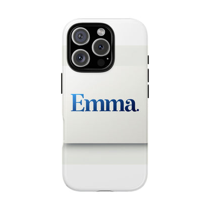 Elegant Personalised Protective Phone Case in White with Blue Typography for Stylish Individuals Compatible with iPhone 13, 14, 15 & 16 – All Models Including Pro, Pro Max & Plus