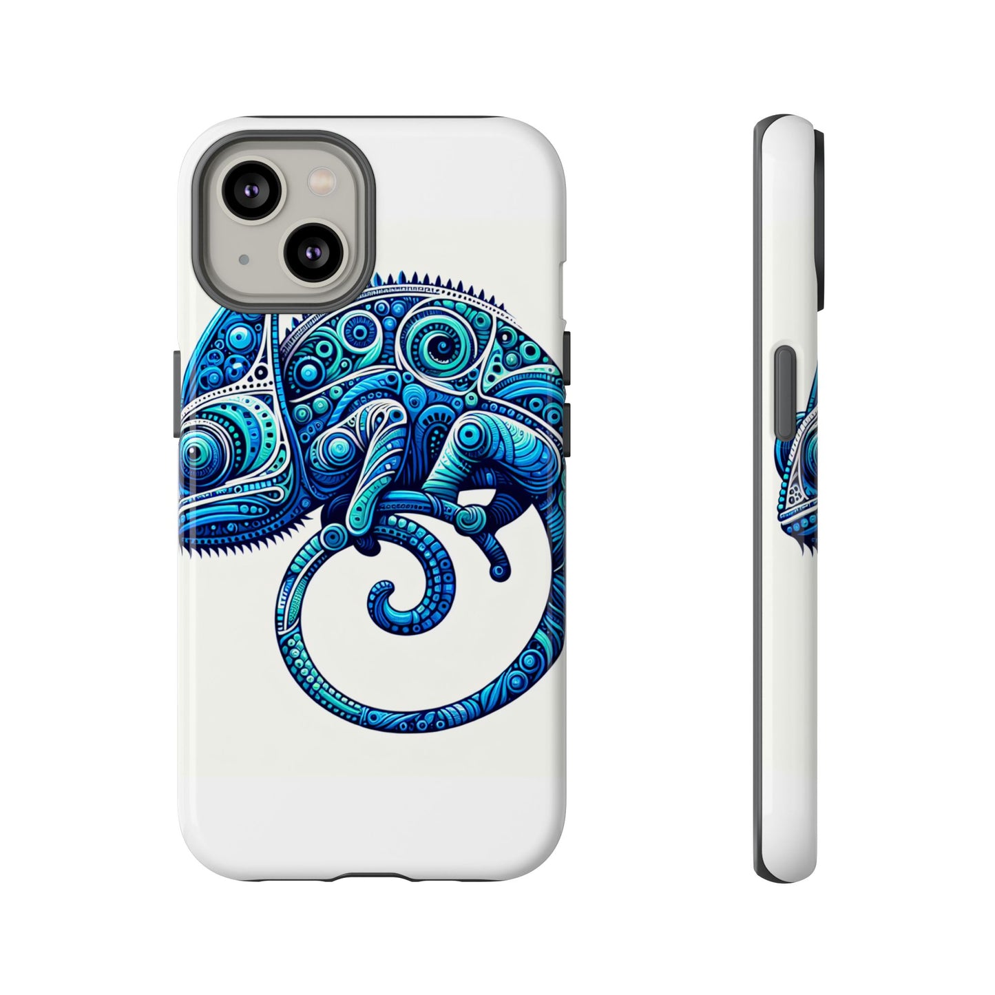 vibrant 3d wrap protective phone case with blue chameleon design, creative accessory for unique style, compatible with iphone 13, 14, 15 & 16 – all models including pro, pro max & plus