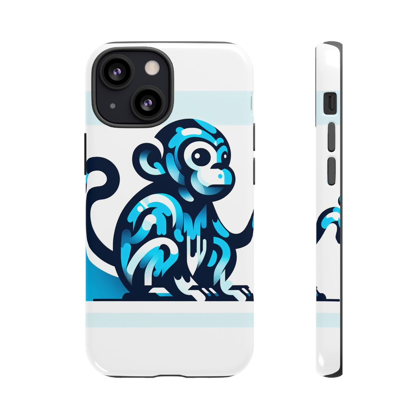 vibrant 3d monkey-inspired phone case for stylish protection in blue – unisex design compatible with iphone 13, 14, 15 & 16 – all models including pro, pro max & plus