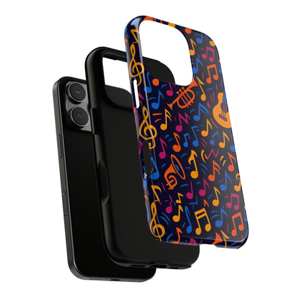 Multicolour Music Themed Protective Phone Case with 3D Design for Stylish Protection – Compatible with iPhone 13, 14, 15 & 16 – All Models Including Pro, Pro Max & Plus