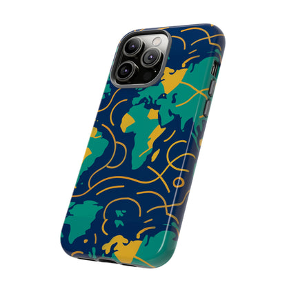 Multicolour Geometric Map 3D Wrap Protective Phone Case for Men and Women, Stylish Shockproof Accessory, Compatible with iPhone 13, 14, 15 & 16 – all models including Pro, Pro Max & Plus