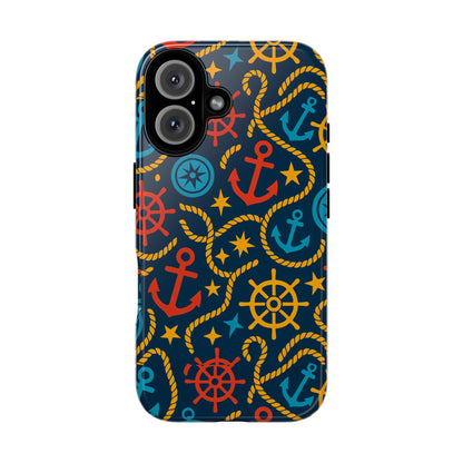 Nautical Multicolor Phone Case with 3D Wrap Design for Stylish Protection Compatible with iPhone 13, 14, 15 & 16 – all models including Pro, Pro Max & Plus