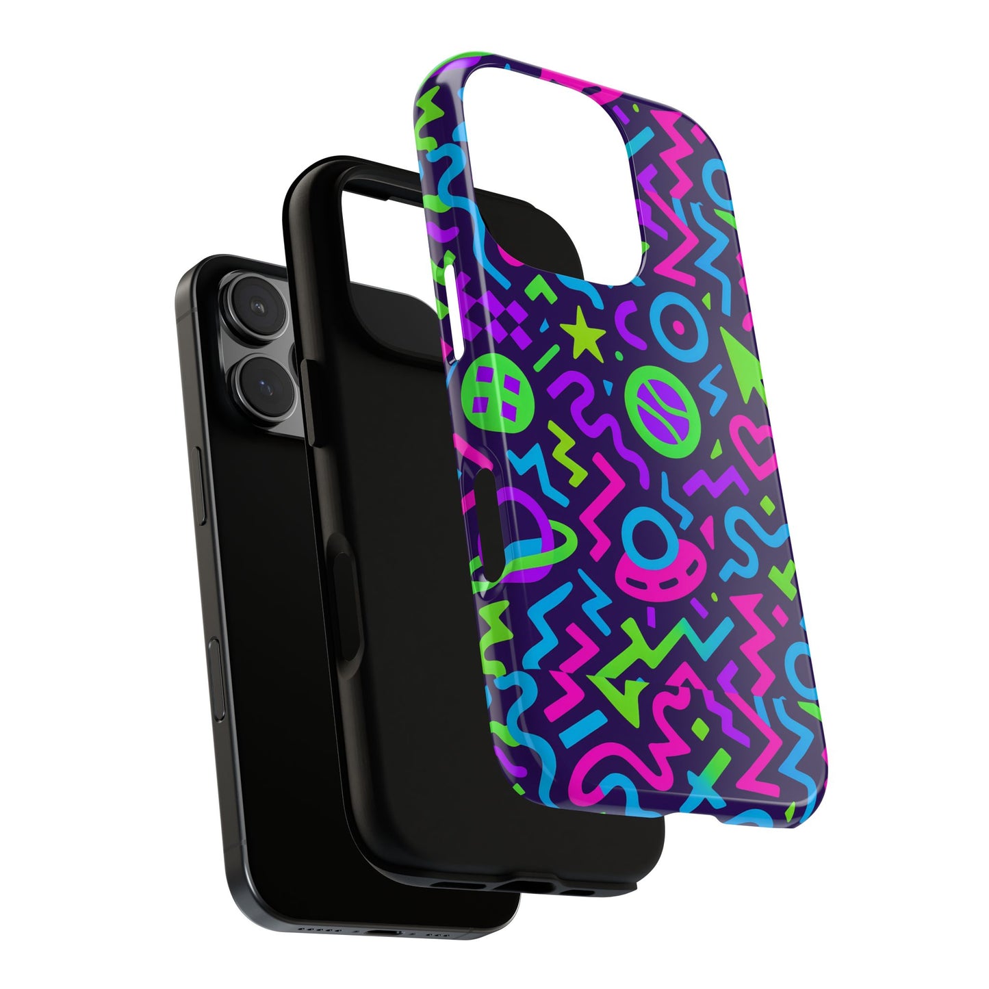 vibrant y2k abstract protective phone case with 3d wrap design for bold aesthetic compatible with iphone 13, 14, 15 & 16 – all models including pro, pro max & plus