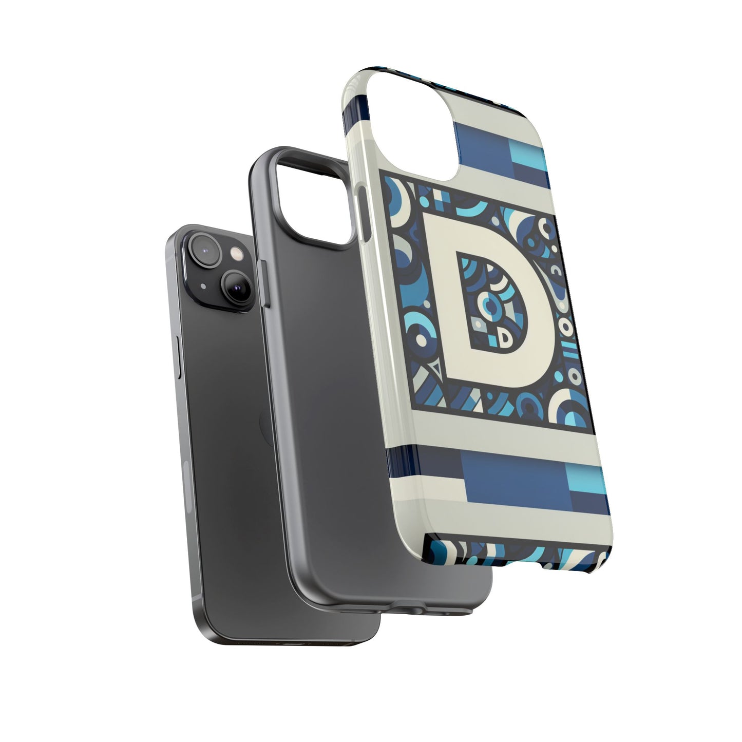 blue alphabet letter d phone case with 3d wrap and shock protection for kids and teens