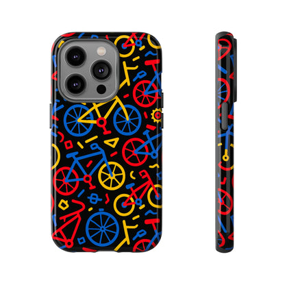 Multicolour 3D Bicycle Phone Case with Retro Design for Stylish Protection Compatible with iPhone 13, 14, 15 & 16 – all models including Pro, Pro Max & Plus