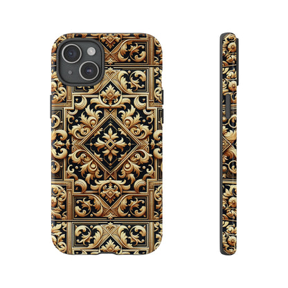 Pattern Image 3 Vibrant Shockproof Phone Case for Anime and Comic Fans - Ornate Baroque Gold Design - Compatible with iPhone 13, 14, 15 & 16 – all models including Pro, Pro Max & Plus
