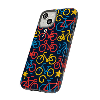Multicolor Bicycle Pattern Protective Phone Case – Vibrant 3D Design for Stylish Protection – Compatible with iPhone 13, 14, 15 & 16 – All Models Including Pro, Pro Max & Plus