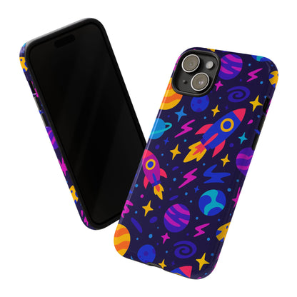 Vibrant 3D Wrap Protective Phone Case with Playful Space Theme for Stylish Self-Expression Compatible with iPhone 13, 14, 15 & 16 – all models including Pro, Pro Max & Plus