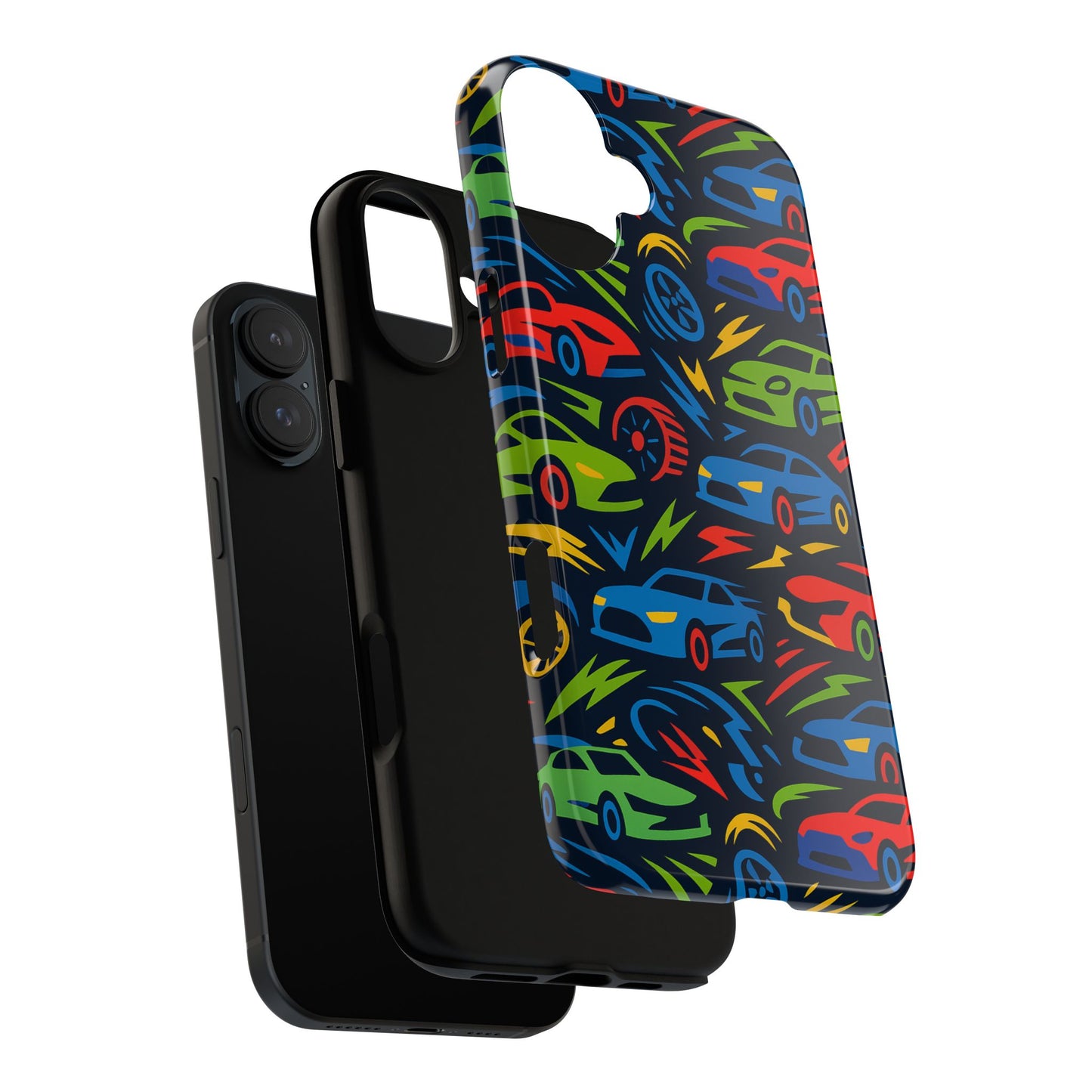 vibrant 3d car design protective phone case – fun retro style for kids and adults – stylish protection – compatible with iphone 13, 14, 15 & 16 – all models including pro, pro max & plus